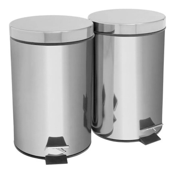 Set De 2 Pzas. Botes De Basura Acero Inox. 7 Ltrs. Practicos