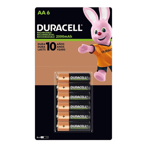 Duracell Rechargeable DX1500 pilas AA pack de seis unidades