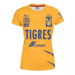 Playera Full Print Para Dama Equipo Futbol Uniforme Tigres