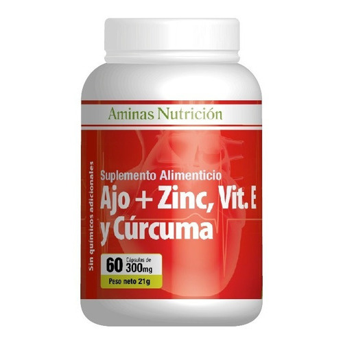 Ajo+zinc,vit.e Y Curcuma 300mg 60capsulas Aminas Nutricion Sabor no aplica