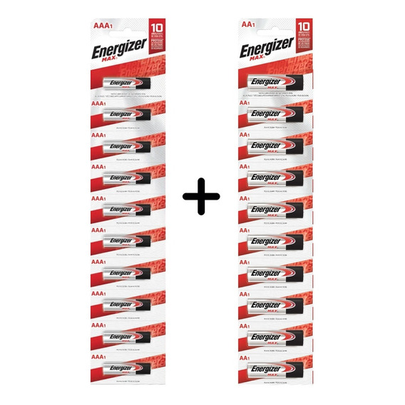 Combo Pilas Alcalinas Energizer Max 10 X Aa + 10 X Aaa  