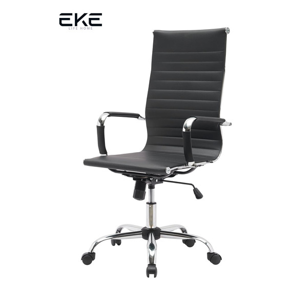 Silla de escritorio Eke Life Home YX-8503 ergonómica  negra con tapizado de cuero sintético y mesh y tela