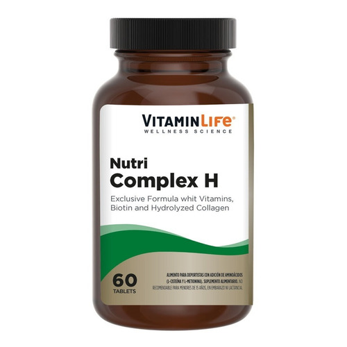 Suplemento en cápsula VitaminLife  Wellness Science Nutri Complex H biotina / colágeno / vitaminas en frasco de 36g 60 un