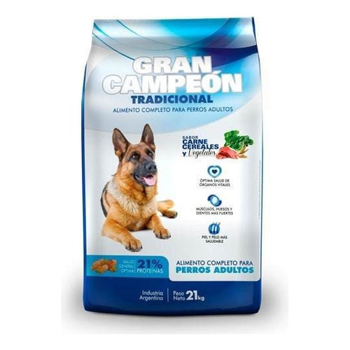  Gran Campeón alimento para perro adulto sabor carne y cereales y vegetales en bolsa de 21 kg