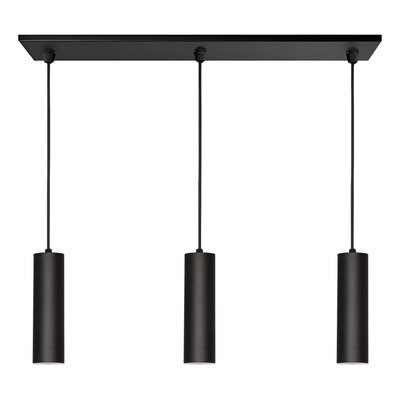 Colgante 3 Luces Negro Moderno Tubo 20cm Apto Led Gu11