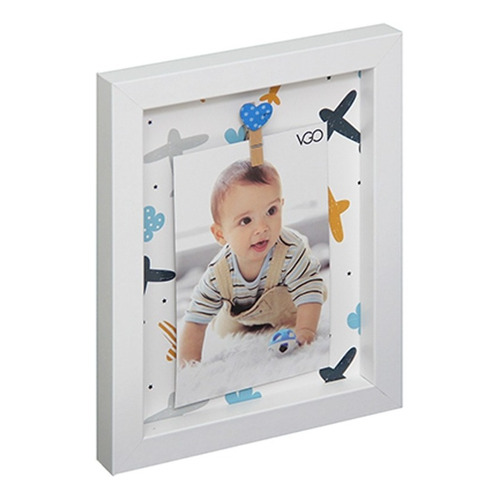 Portarretratos Con Broches Infantil Deco Foto 10x15/13x18cm Color Blanco