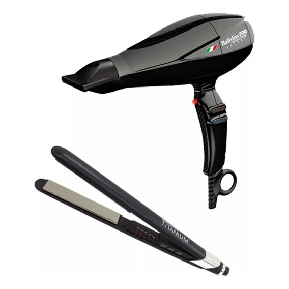 Babyliss Pro Combo Secadora Volare V1 Con Plancha Titanium Color Negro