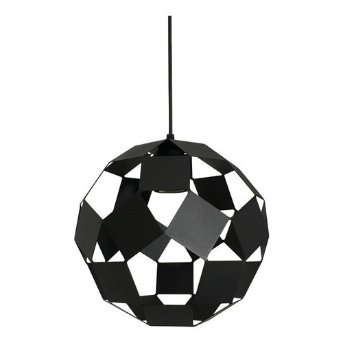 Lampara Colgante Pelota Metalica 26cm Color Negro Apta Led