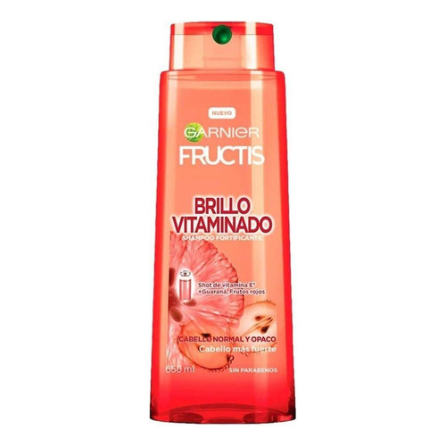 Shampoo Garnier Fructis Brillo Vitaminado en tubo depresible de 650mL por 1 unidad