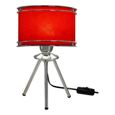 Velador Acero Cromo Tripode Deco Moderna Apto Rojo