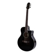 Guitarra Acústica Parquer Custom Gac109mc Para Diestros Negra Laqueado