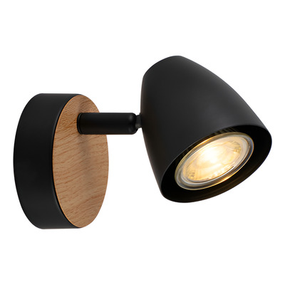 Aplique 1 Luz Negro Madera Apto Led Gu10 U1901 Mks