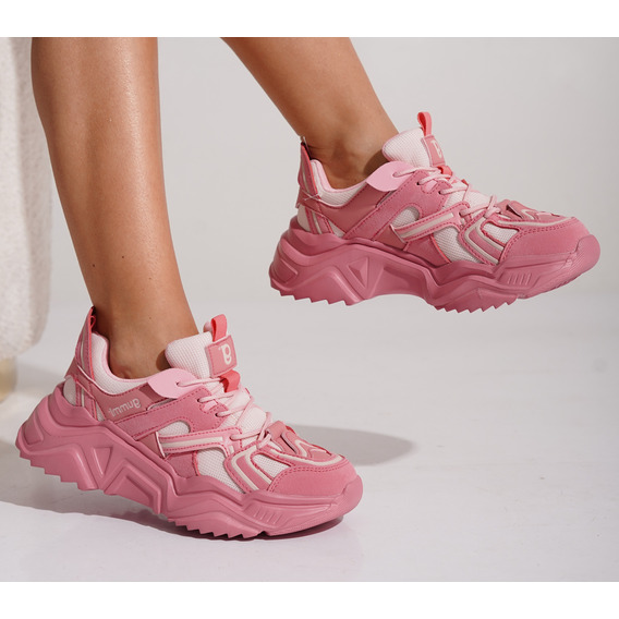 Zapatillas Mujer Rosas Power Goma Alta Gummi Livianas