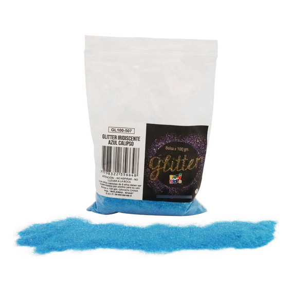 Glitter Gibre Givre Purpurina 100g Azul Calipso Iridiscente
