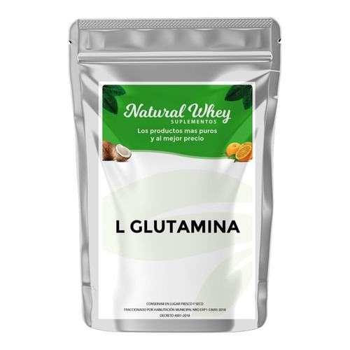 Suplemento en polvo Natural Whey Suplementos  L-Glutamina aminoácidos en doypack de 100mL