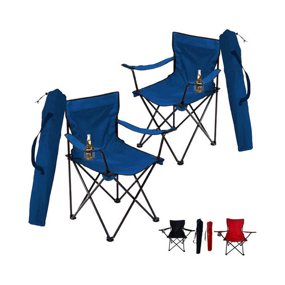 2 Sillas Plegables De Camping Campamento Playa Exterior. Color Azul