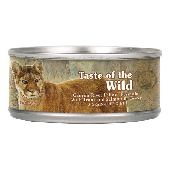 Alimento Taste of the Wild Canyon River Feline para gato sabor trucha y salmón ahumado en lata de 156g