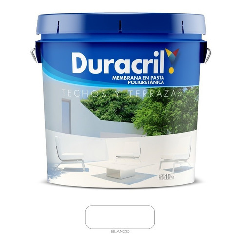 Protección de Superficies Duracril Membrana En Pasta Poliuretanica Techo-terraza 10kg Color Blanco
