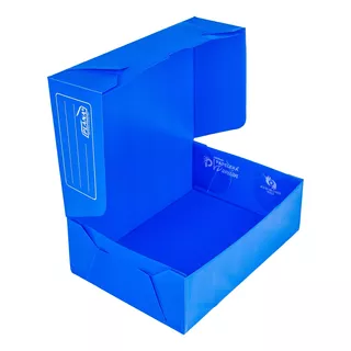 Caja Archivo Plana Plastico Oficio Reforzada Azul Pack 10u