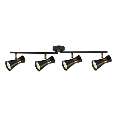 Aplique 4 Luces Negro Con Dorado U1544 Apto Led Gu10 Mks
