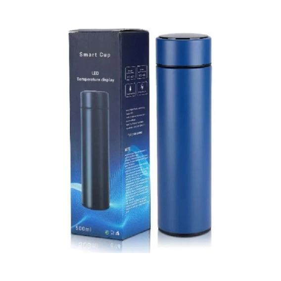 Termo Botella Digital Acero Inoxidable 500ml Con Termómetro Color Azul