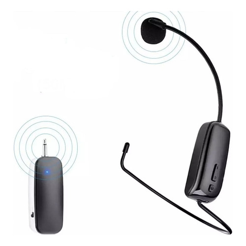 Microfono Inhalambrico Bluetooth 5.0 Cintillo Recargable Color Negro