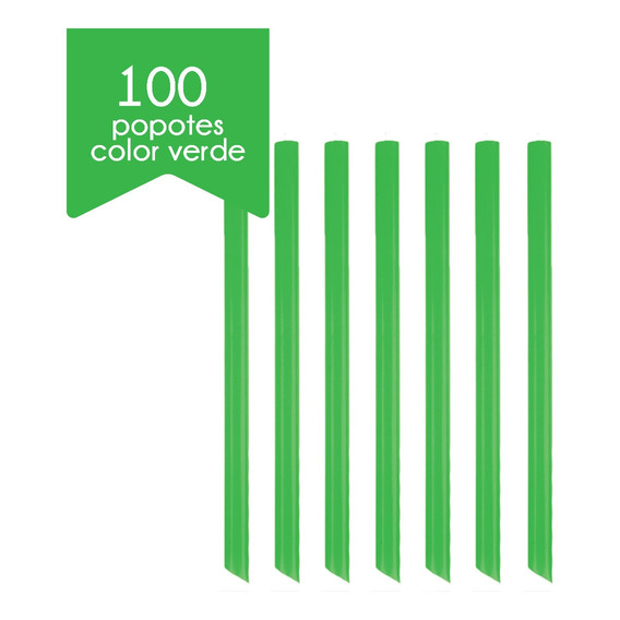 100 Popotes Para Tapioca Biodegradable A Base De Planta Color Verde
