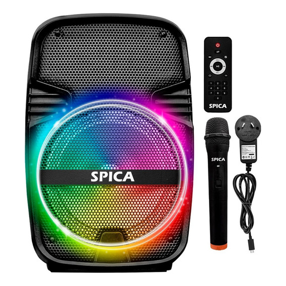 Parlante Portatil Spica SP-3312TM Bluetooth Karaoke Bateria Recargable Luces RGB Microfono