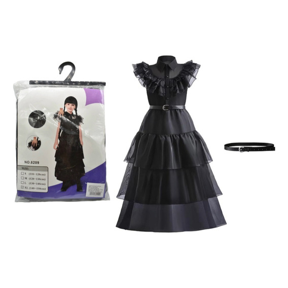 Disfraz Merlina Vestido Negro Halloween Fiesta Nostalgia 