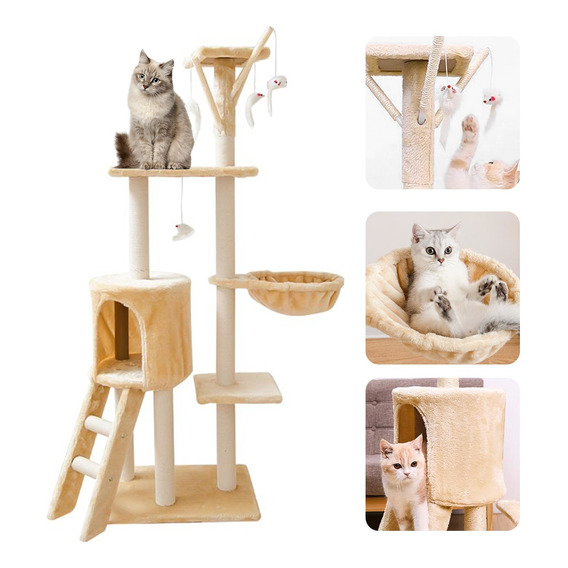 Torre Para Gatos Arbol Para Gatos  Con Poste Rascador Y Casa