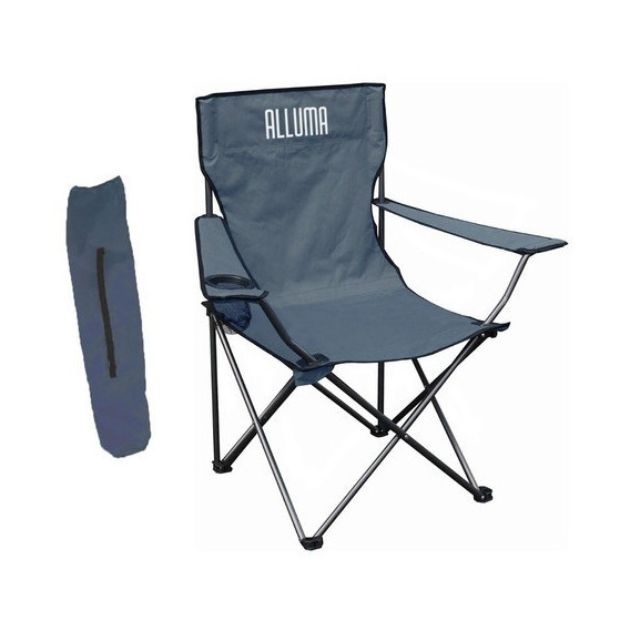 Silla Plegable Portátil Camping Gris Con Estuche Alluma