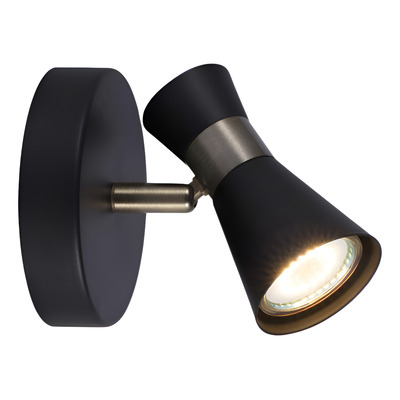 Aplique 1 Luz Negro Con Dorado U1541 Apto Led Gu10 Mks Negro/dorado