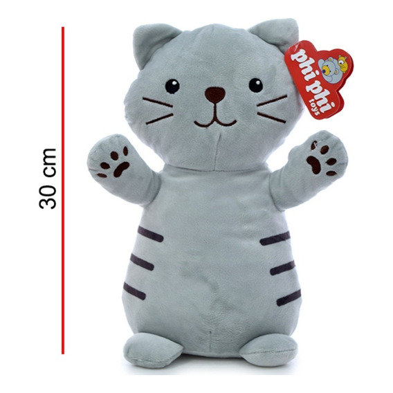 Peluche Gato Parado Gris Y Naranja 30cm Phi Phi Toys