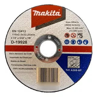 Disco Corte Ferro Makita 4.1/2 X3/32 X7/8 D-19928 - Kit C/1