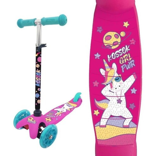 Monopatín Kossok Fun Scooter 3 Ruedas Silicona Led Infantil Color DU 702 - Rosa