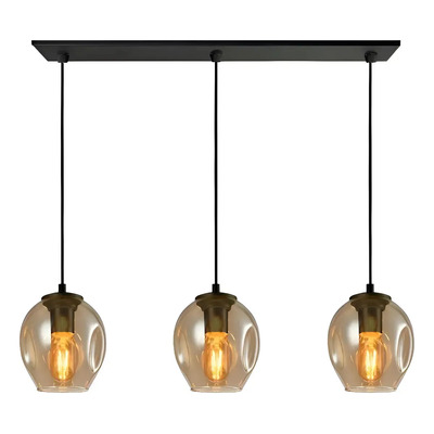 Colgante 3 Luces Ástrid Ambar Apto Led Vidrio Moderno Cie Ámbar