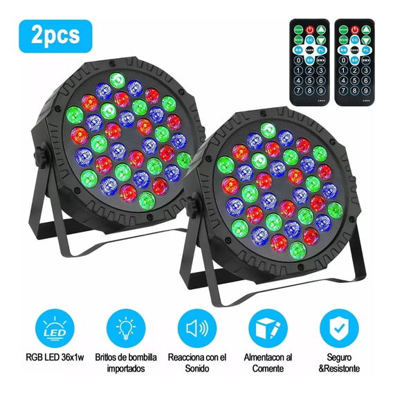 Pack De 2 Unidades Cañon Led Luces Fiesta Escenario Multic