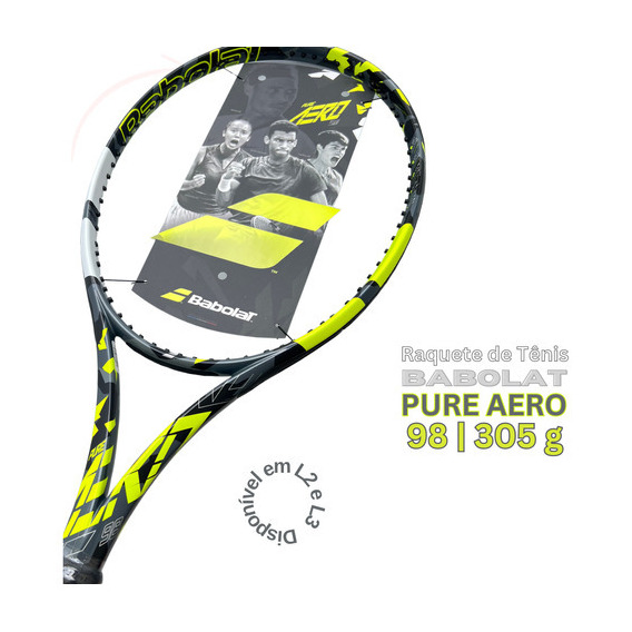 Babolat Pure Aero 98 raqueta alcaraz 305g 16x20 2023 negro y amarillo