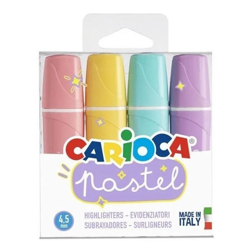 Resaltador Pastel X4 Colores Carioca Made In Italy