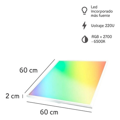 Panel Led Inteligente 60x60 Smart Tuya 48w Rgb Dimer Moderno