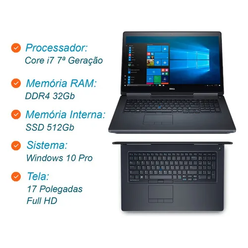 Notebook Dell Precision 7720 Core I7 7ª Ger 32gb Ssd 512gb Notebook Dell Precision 7720 Core I7 7ª Ger 32gb Ssd 512gb