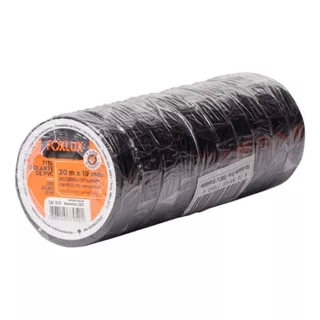 Fita Isolante Pvc Antichamas 20m X 19mm Preta 10 Un. Foxlux