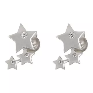 Arete De Plata Italiana Con Diseño De Estrellas