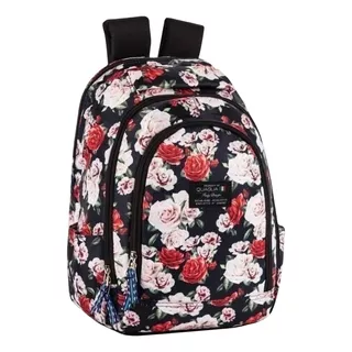 Mochila Urbana Mujer  Porta Notebook Qe450 Preventa Color Bloom Rose