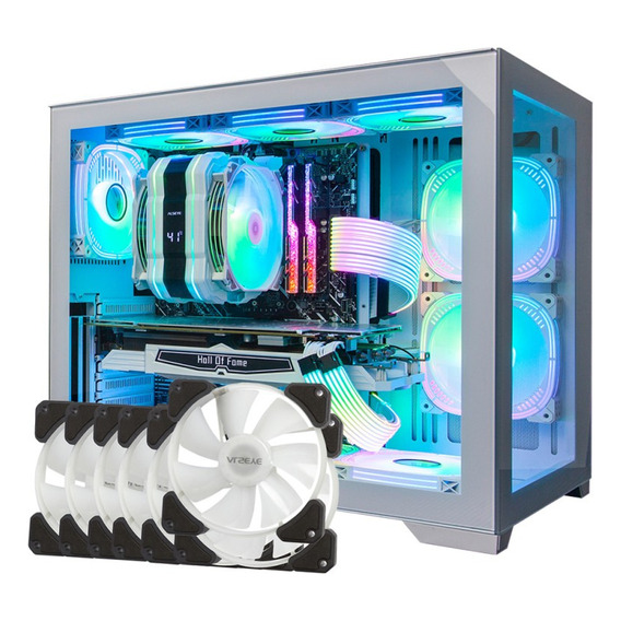 Gabinete Alseye Cube W Blanco + 7 Ventiladores Neo Pro Fan