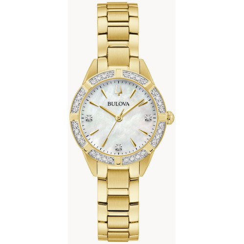 Reloj Bulova Clasico Sutton Para Dama 98r297 Ts Color de la correa Dorado Color del bisel Dorado / Cristales Color del fondo Madre Perla