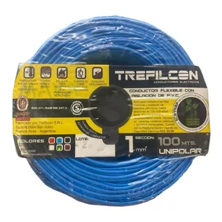 Cable Unipolar Trefilcon 1mm 100mts Certificado Norma Iram