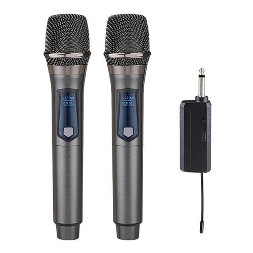 Microfono Gc W2 Dinamico Mano 2 Inalambrico Con Receptor Uhf Color Gris oscuro