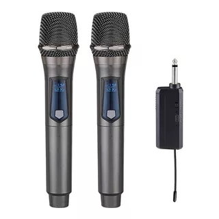 Microfono Gc W2 Dinamico Mano 2 Inalambrico Con Receptor Uhf Color Gris Oscuro