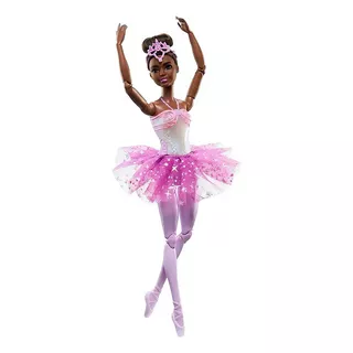 Boneca Barbie Fantasia Bailarina Luzes Brilhantes Roxa Hlc26